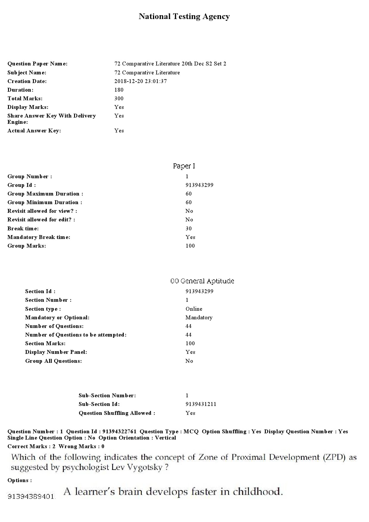 UGC NET Comparative Literature Question Paper December 2018 1