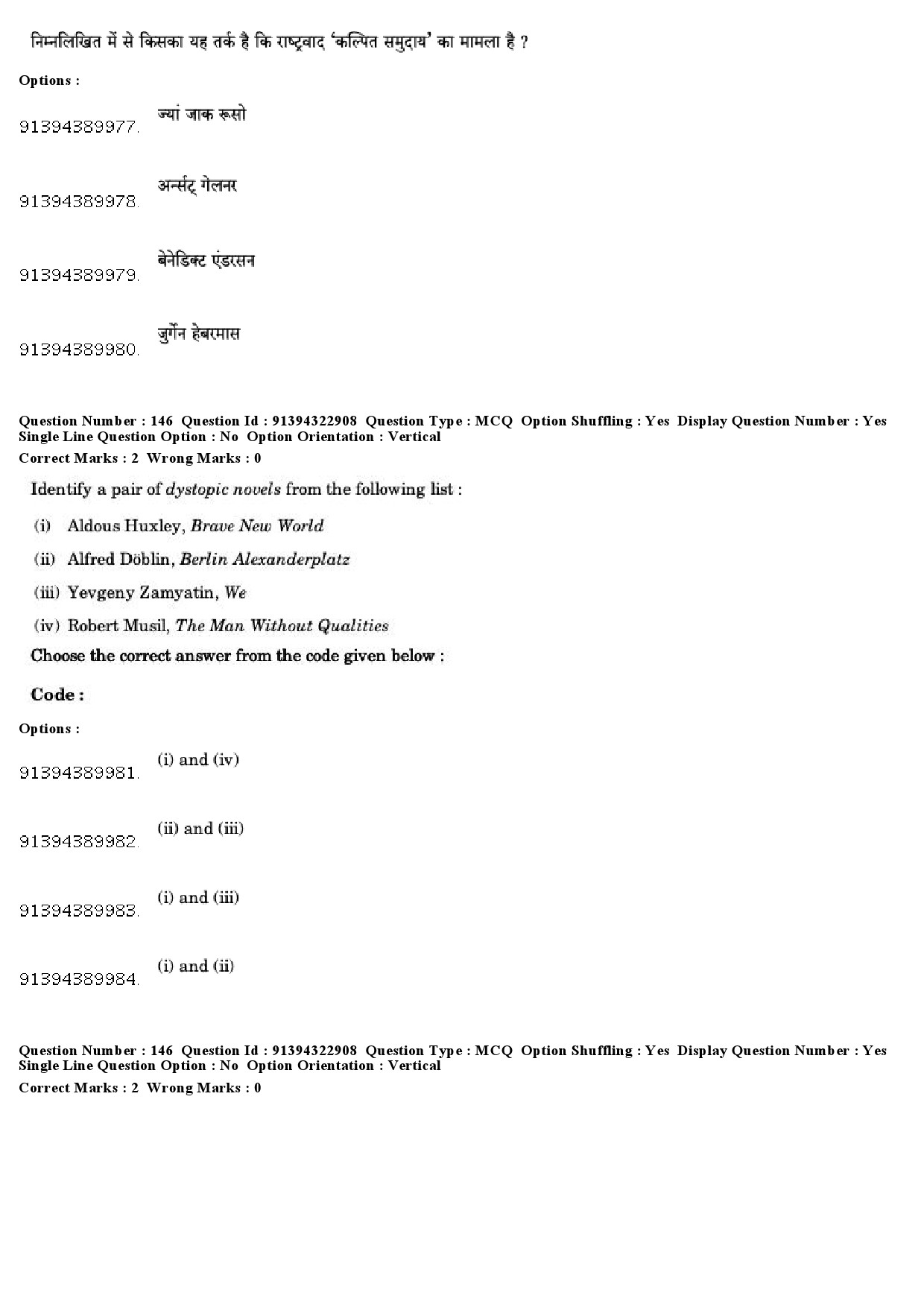 UGC NET Comparative Literature Question Paper December 2018 120