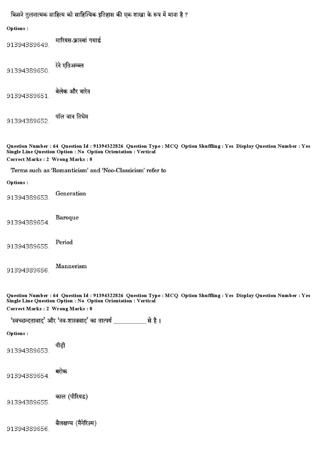 UGC NET Comparative Literature Question Paper December 2018 55