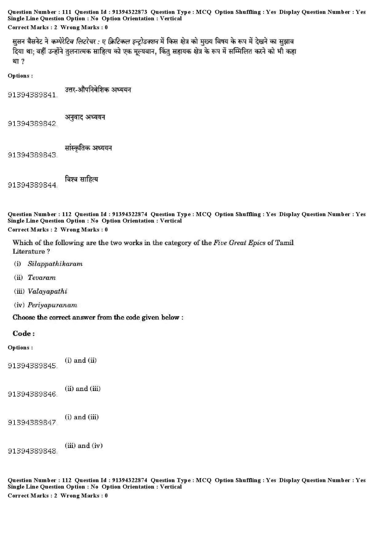 UGC NET Comparative Literature Question Paper December 2018 92