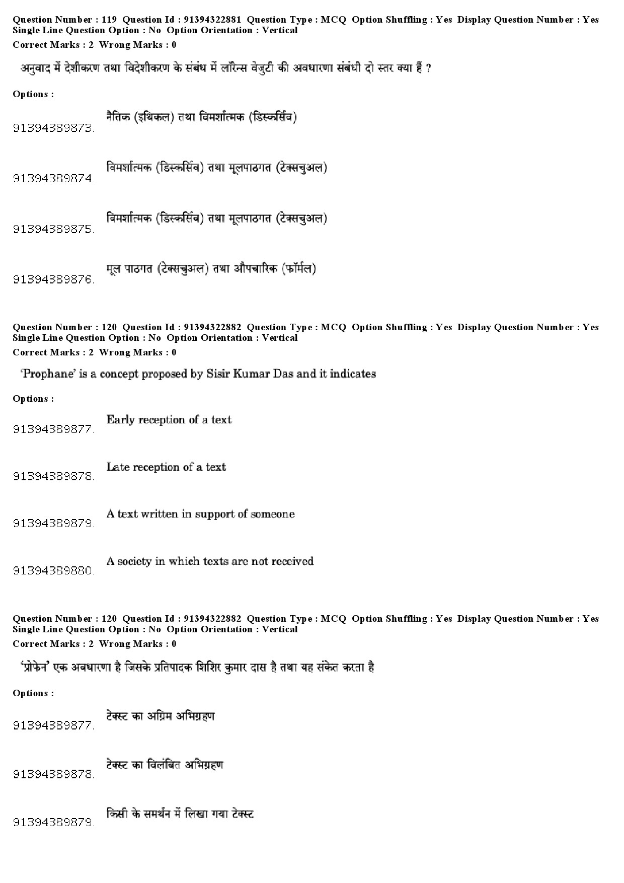 UGC NET Comparative Literature Question Paper December 2018 99