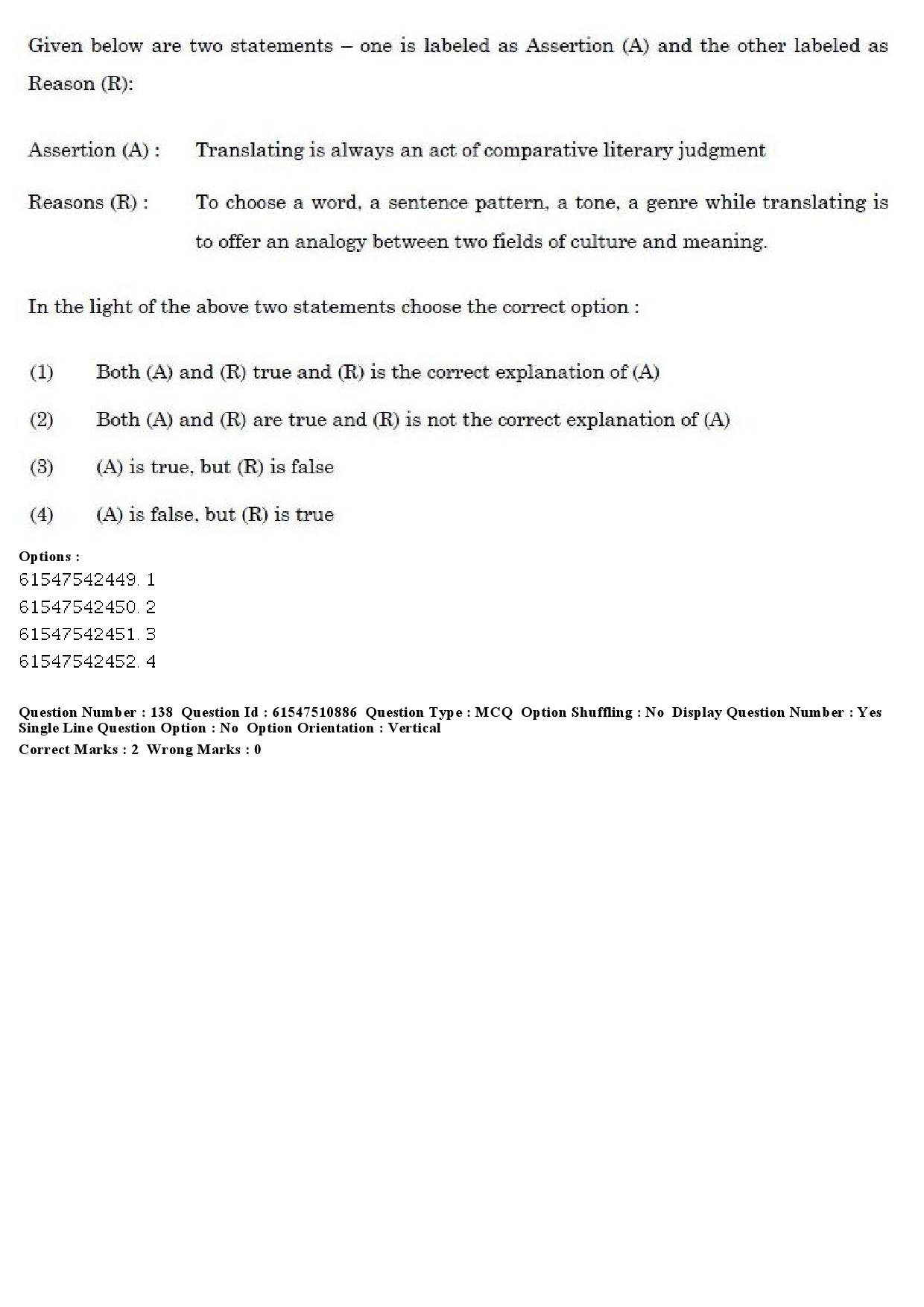 UGC NET Comparative Literature Question Paper December 2019 158