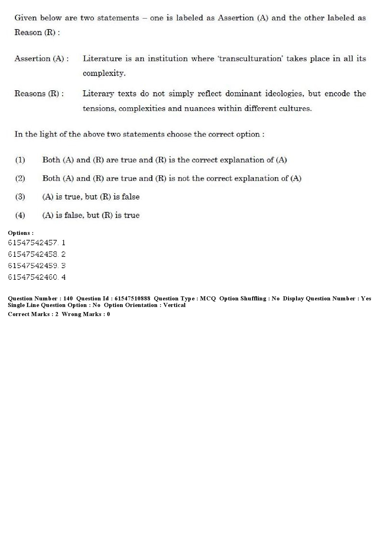 UGC NET Comparative Literature Question Paper December 2019 162