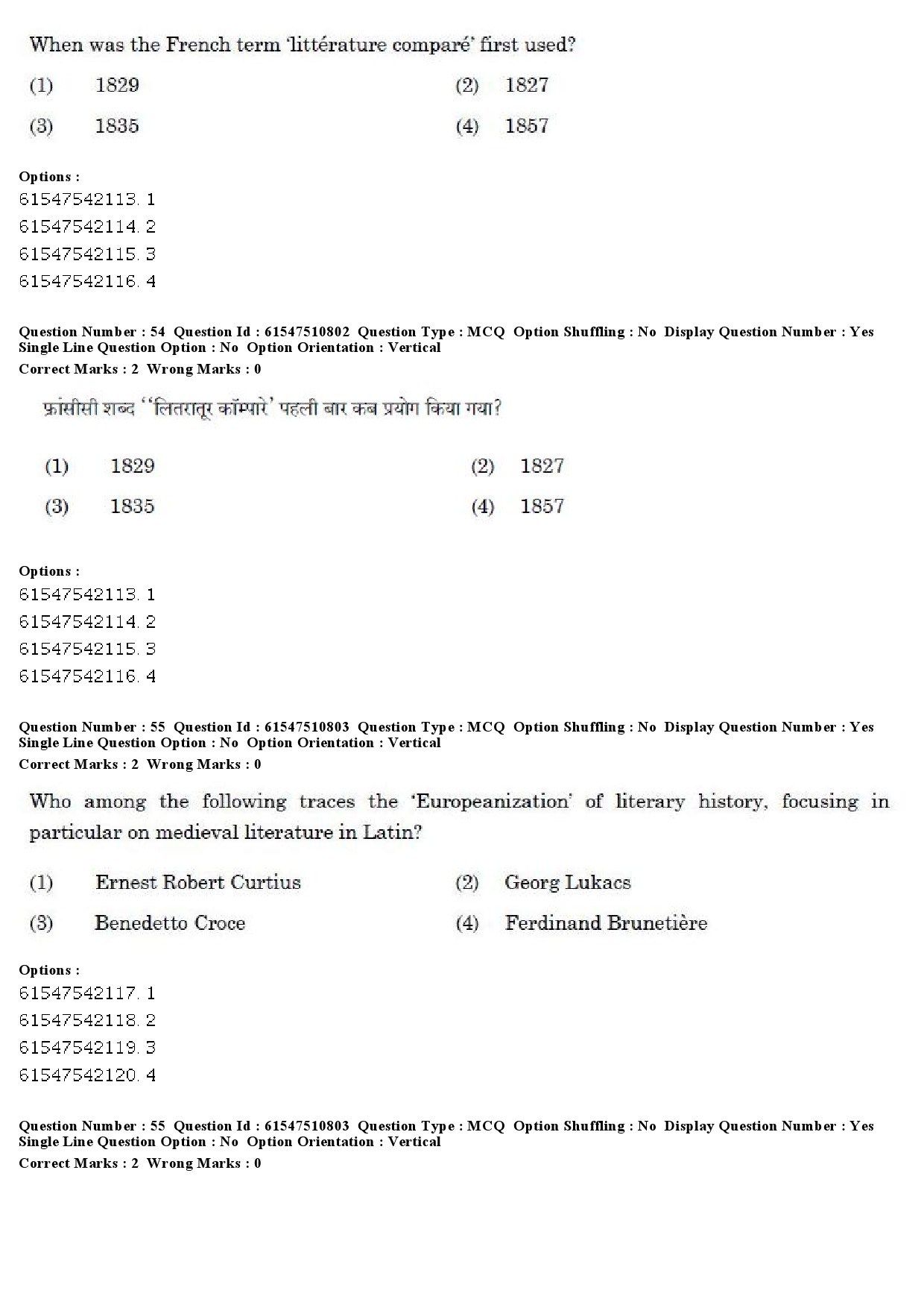 UGC NET Comparative Literature Question Paper December 2019 56