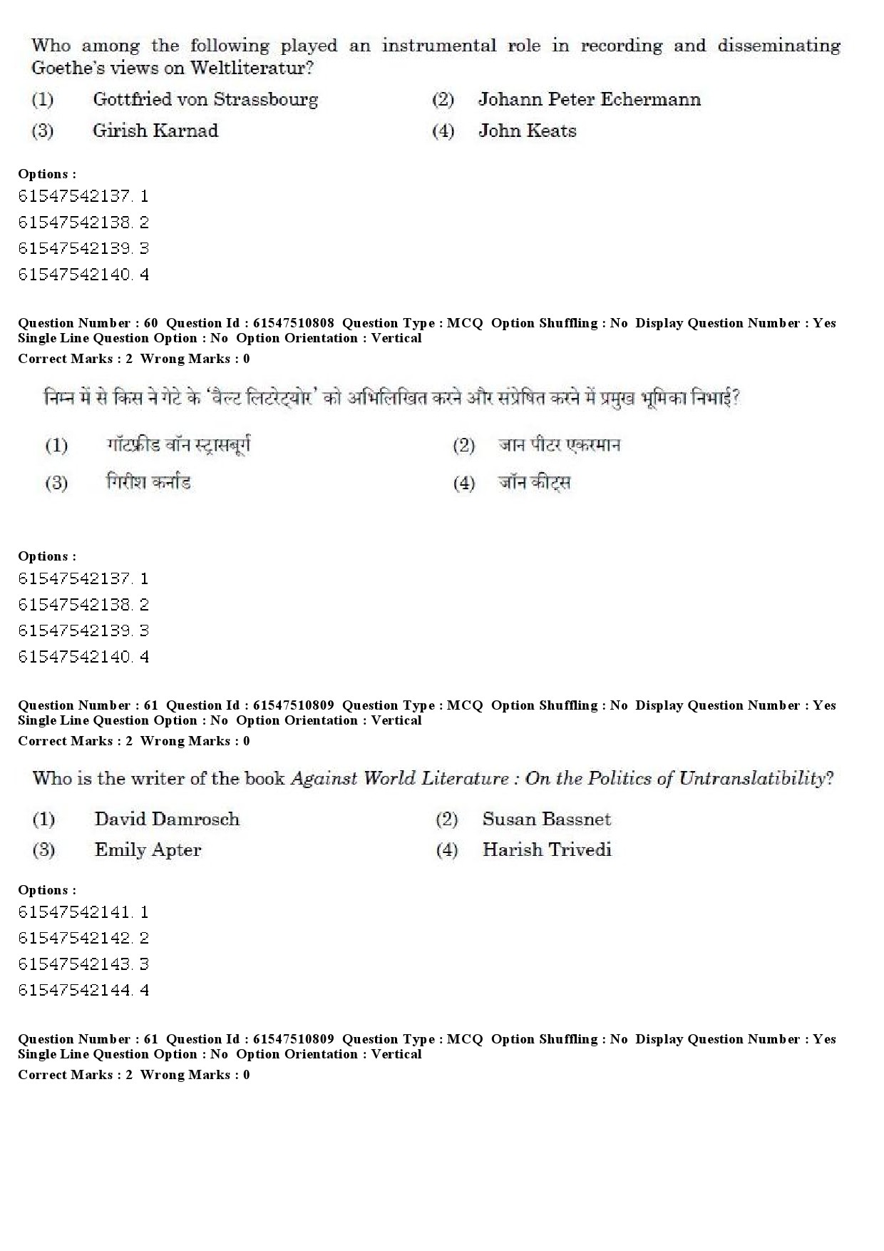 UGC NET Comparative Literature Question Paper December 2019 60