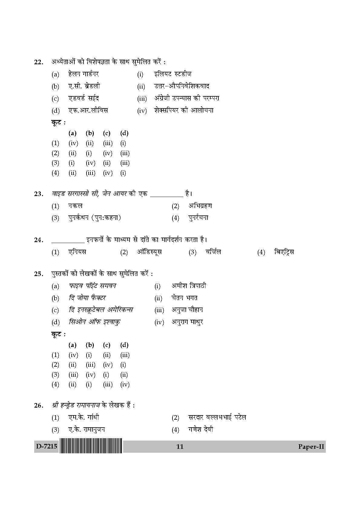 UGC NET Comparative Literature Question Paper II December 2015 11