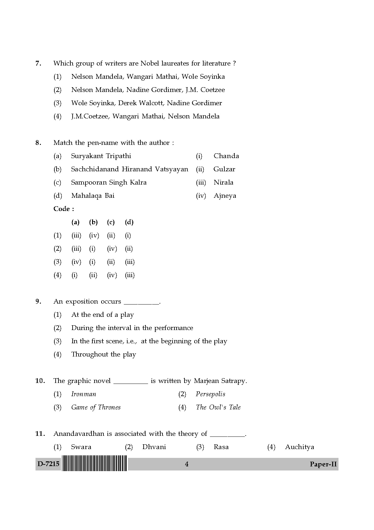 UGC NET Comparative Literature Question Paper II December 2015 4