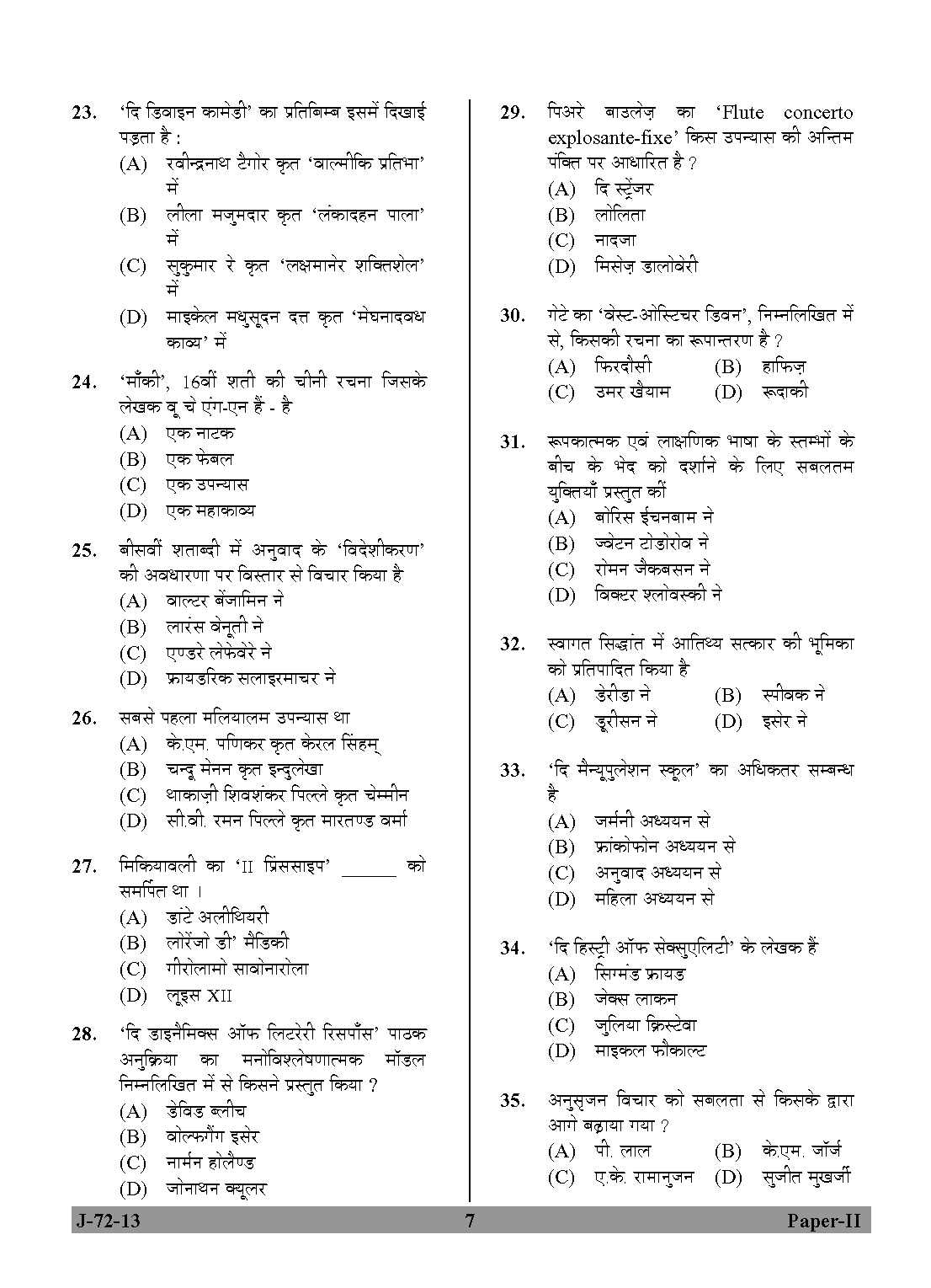 UGC NET Comparative Literature Question Paper II June 2013 7