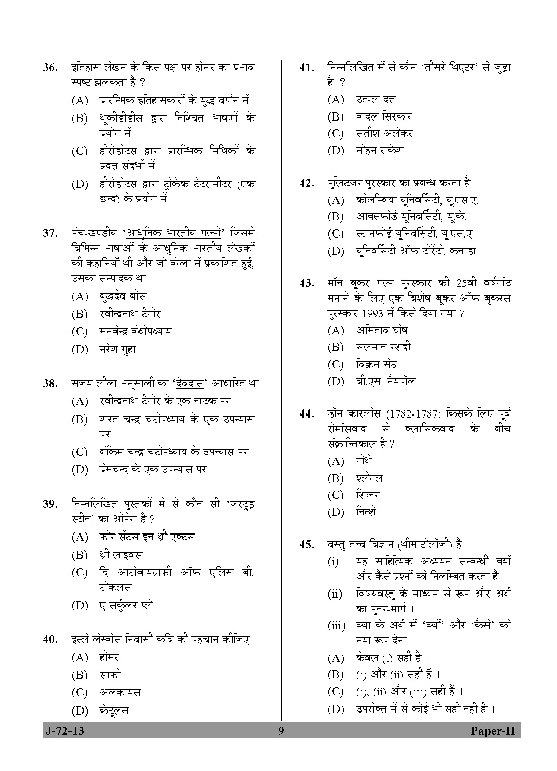 UGC NET Comparative Literature Question Paper II June 2013 9