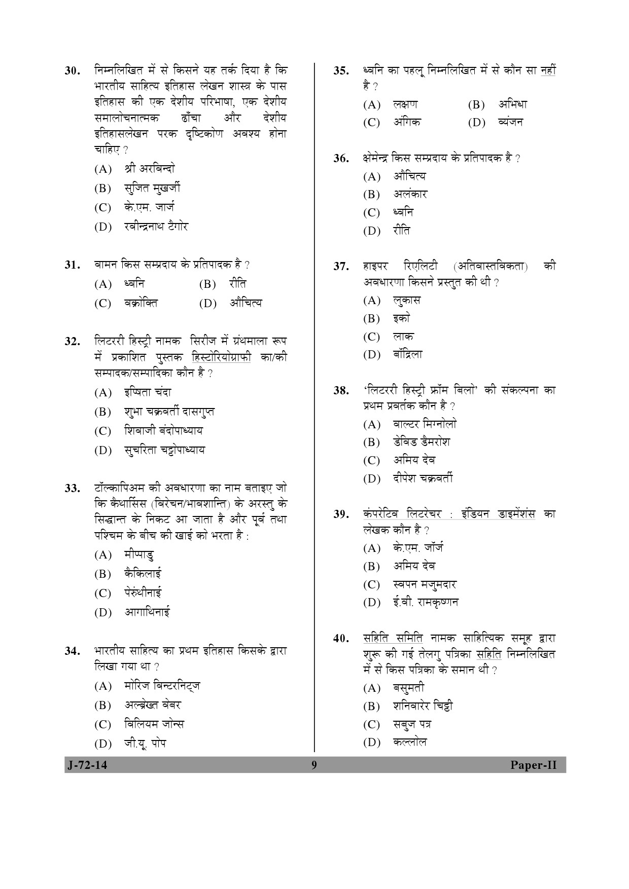 UGC NET Comparative Literature Question Paper II June 2014 9