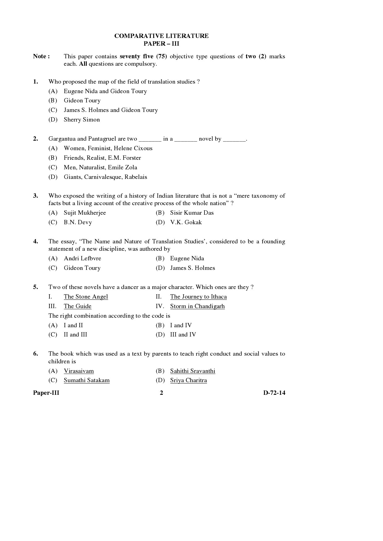 UGC NET Comparative Literature Question Paper III December 2014 2