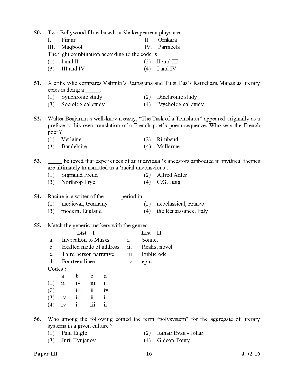 UGC NET Comparative Literature Question Paper III July 2016 16