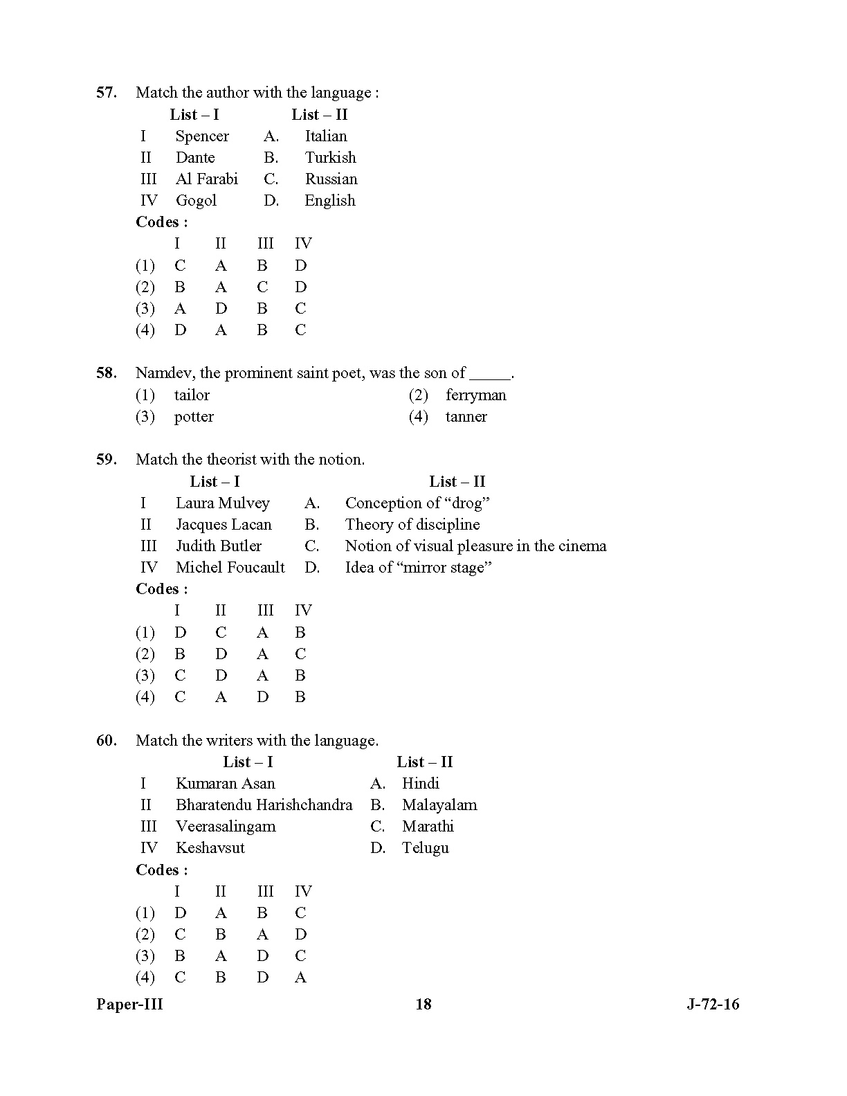 UGC NET Comparative Literature Question Paper III July 2016 18