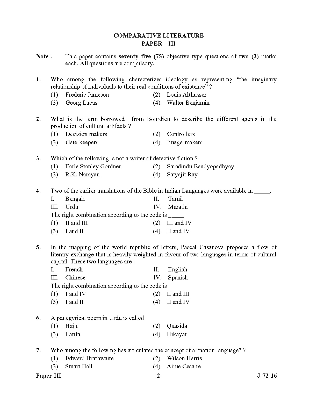 UGC NET Comparative Literature Question Paper III July 2016 2