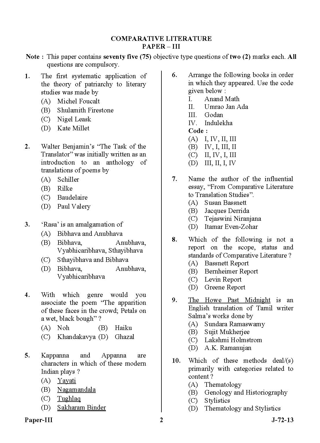 UGC NET Comparative Literature Question Paper III June 2013 2