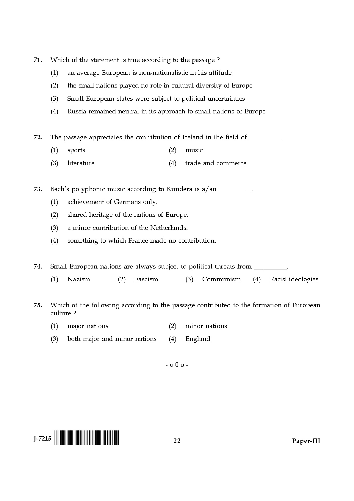 UGC NET Comparative Literature Question Paper III June 2015 22