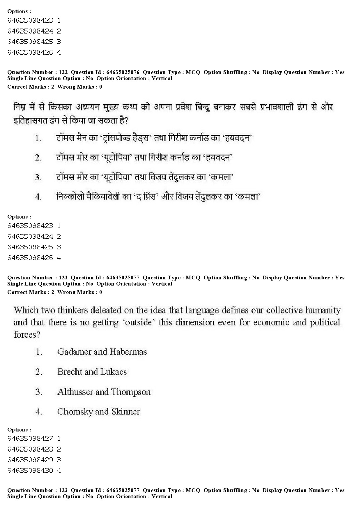 UGC NET Comparative Literature Question Paper June 2019 108