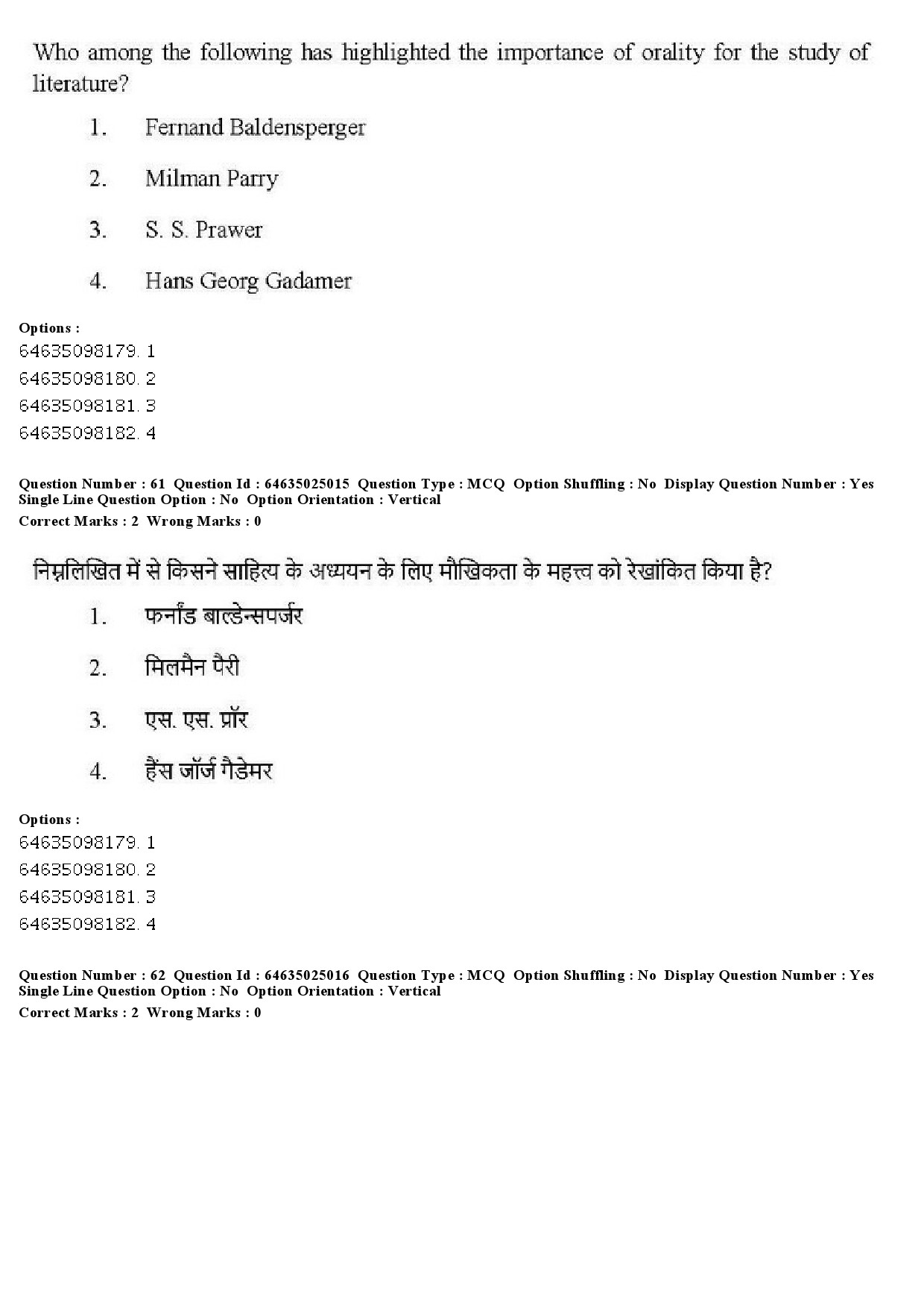 UGC NET Comparative Literature Question Paper June 2019 51