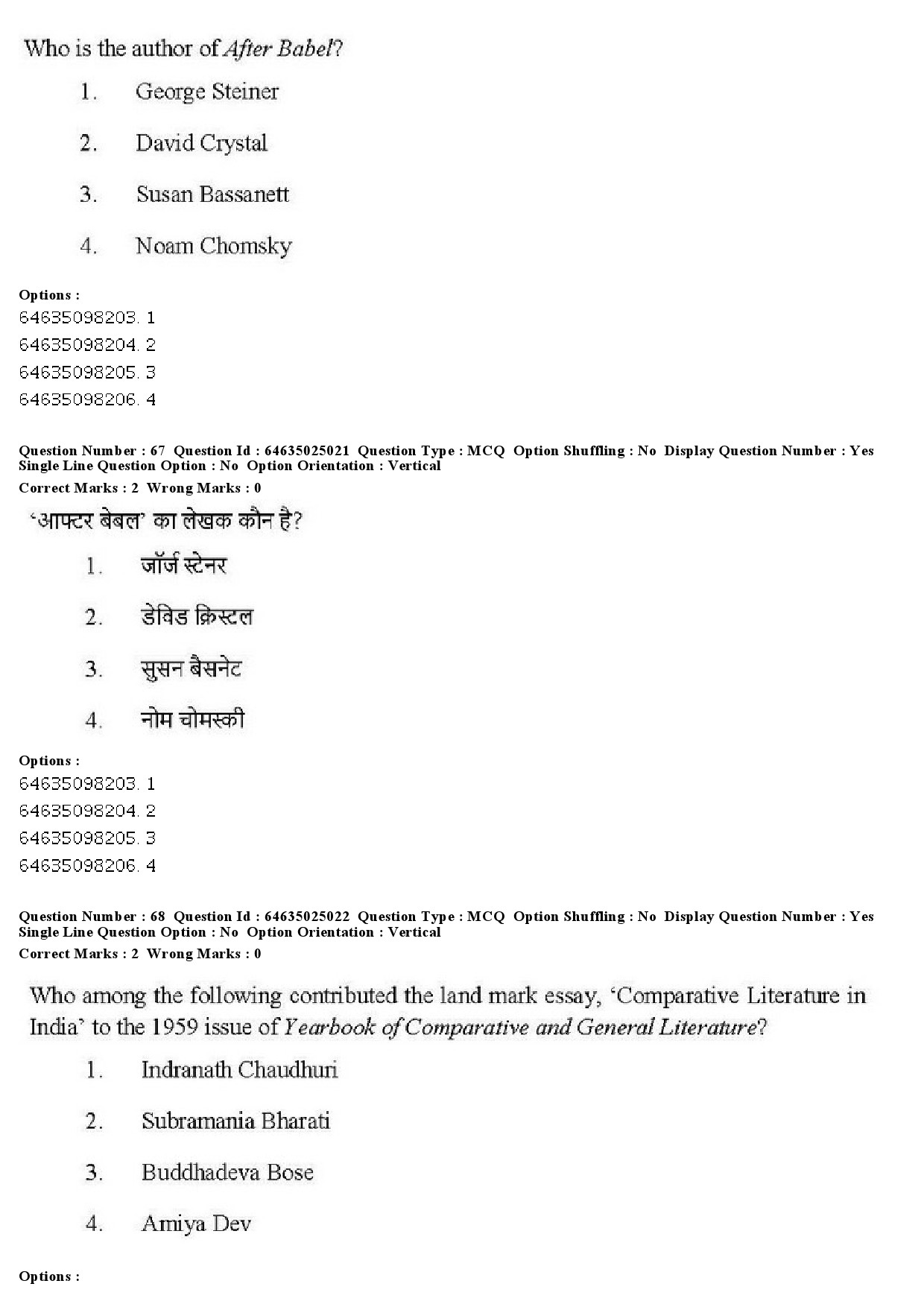 UGC NET Comparative Literature Question Paper June 2019 57