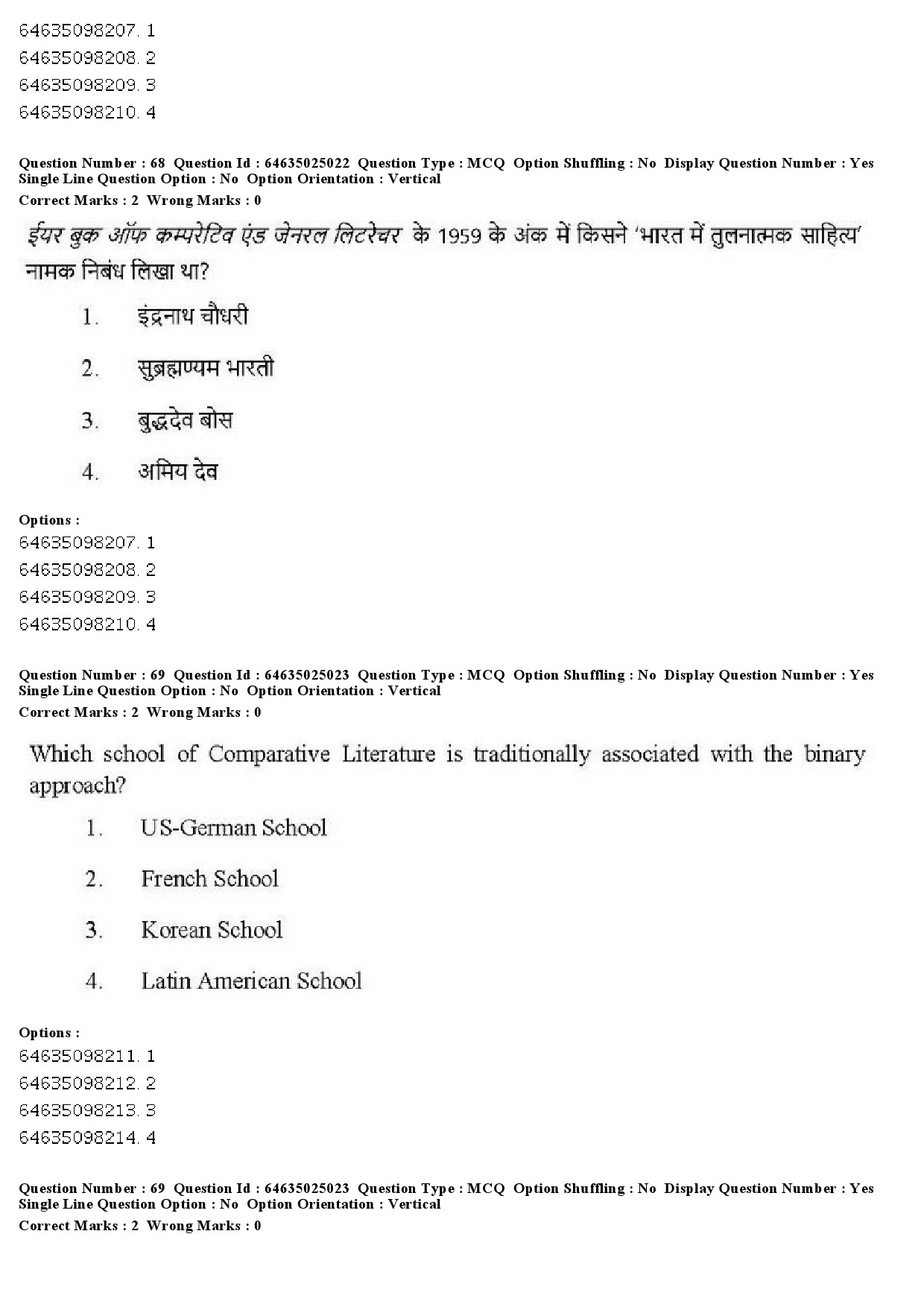 UGC NET Comparative Literature Question Paper June 2019 58