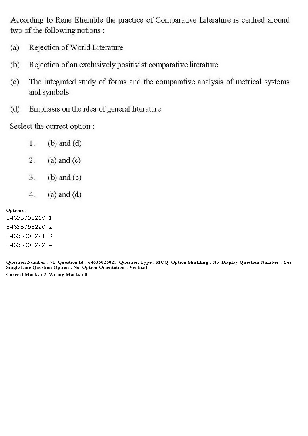 UGC NET Comparative Literature Question Paper June 2019 61