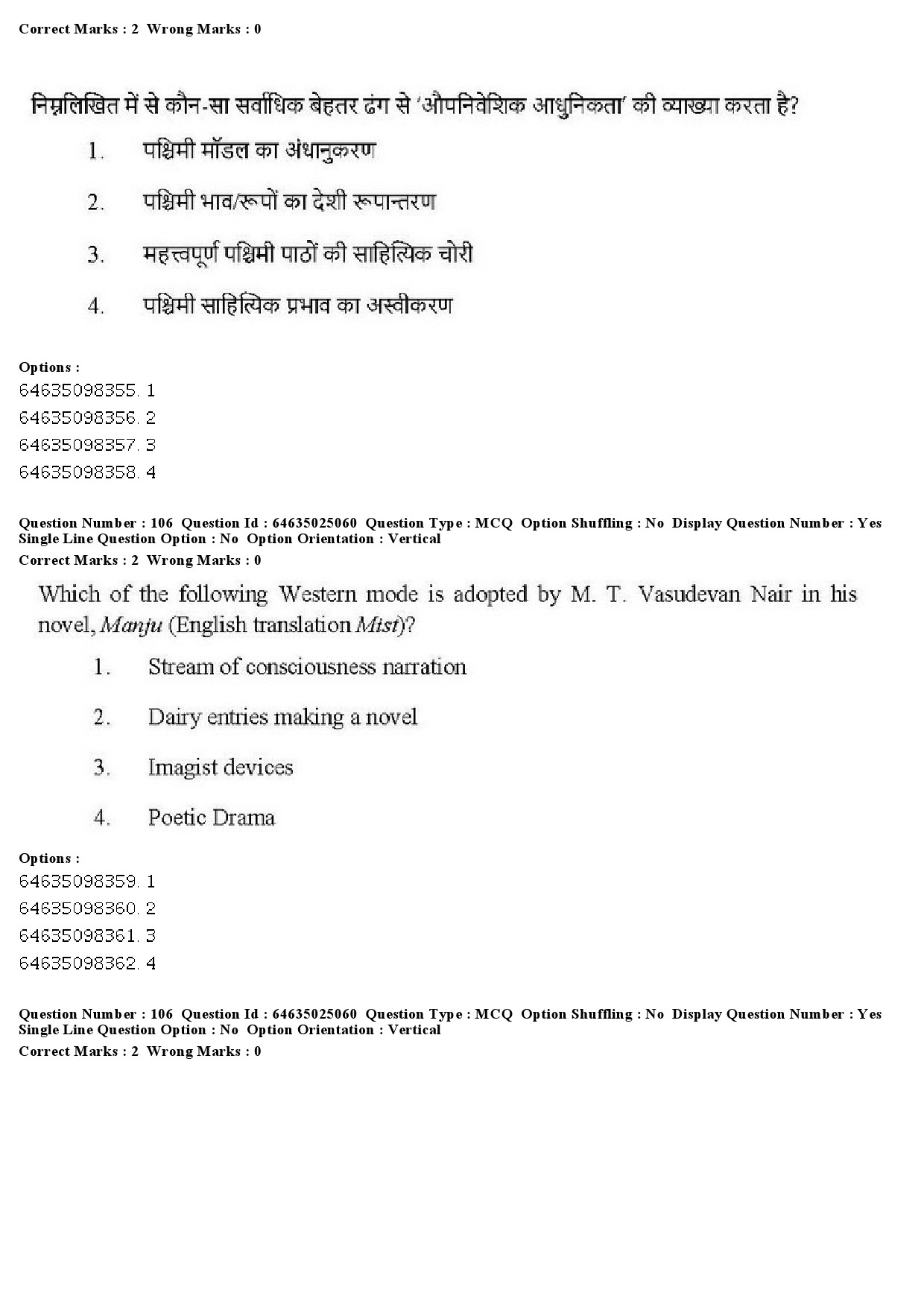 UGC NET Comparative Literature Question Paper June 2019 92