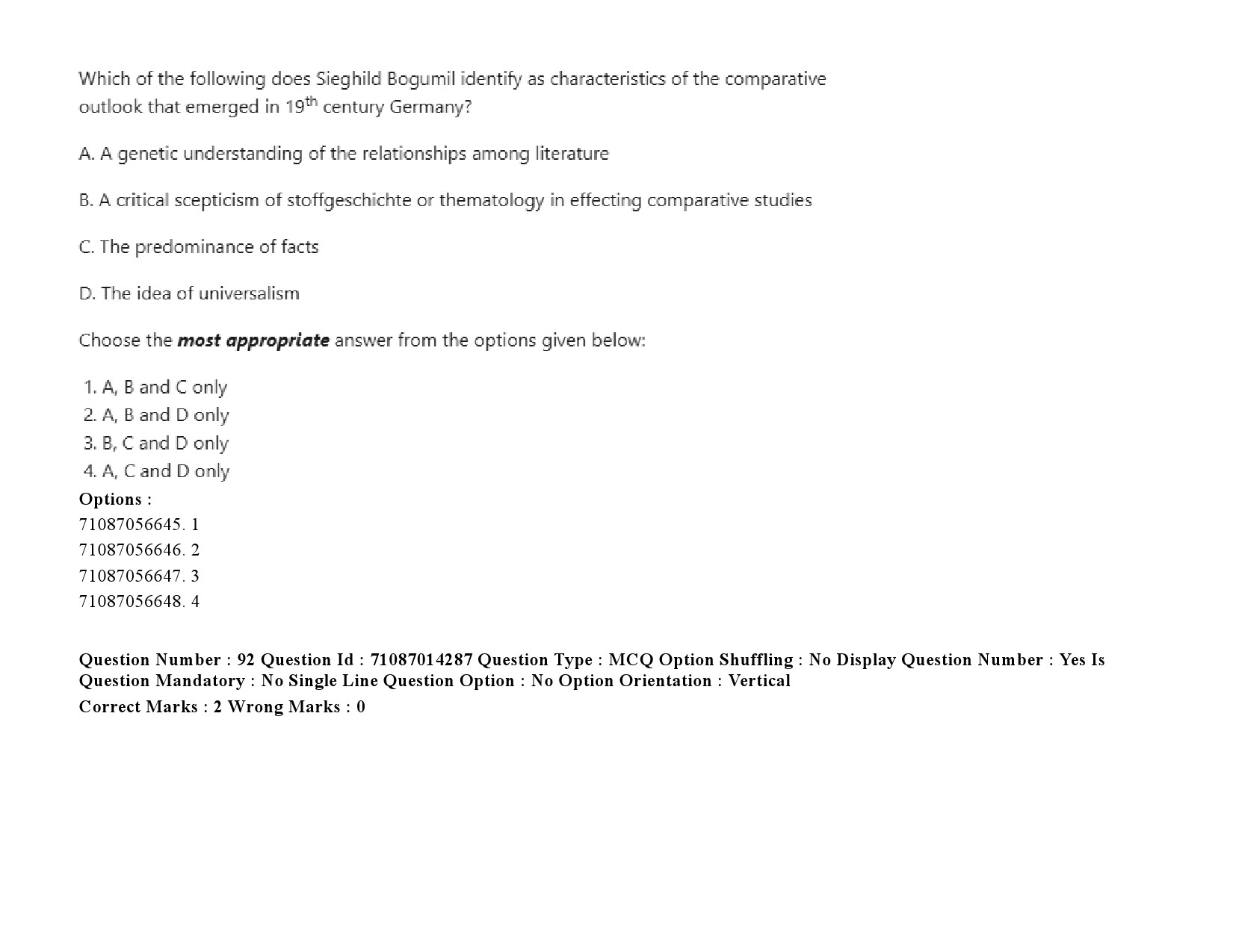 UGC NET Comparative Literature Question Paper September 2020 119