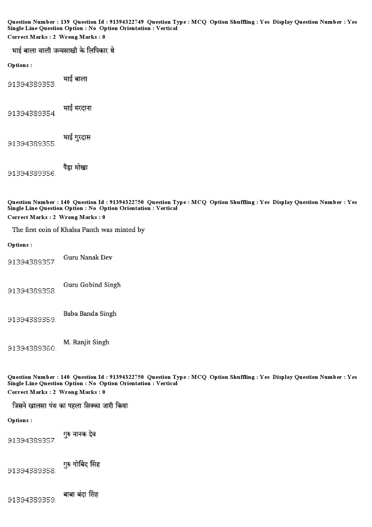 UGC NET Comparative Study of Religions Question Paper December 2018 110