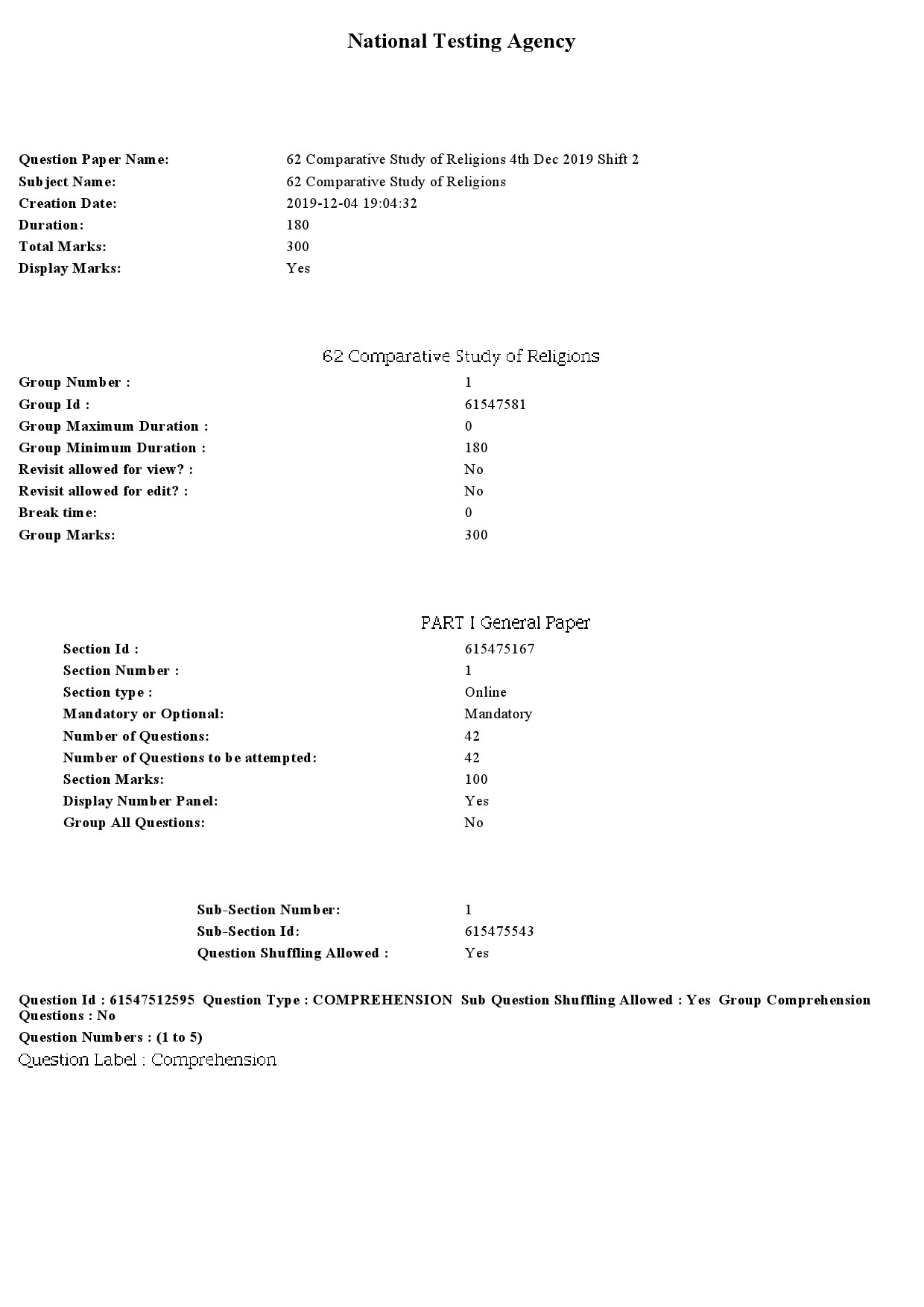 UGC NET Comparative Study of Religions Question Paper December 2019 1