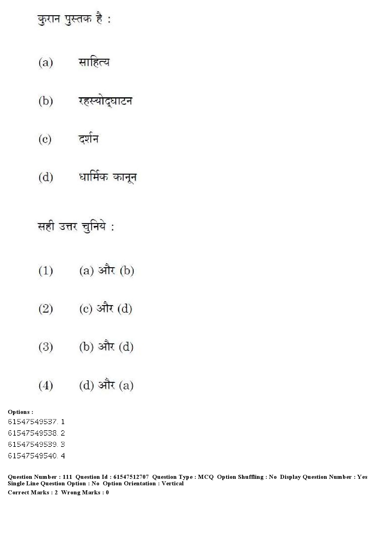 UGC NET Comparative Study of Religions Question Paper December 2019 116