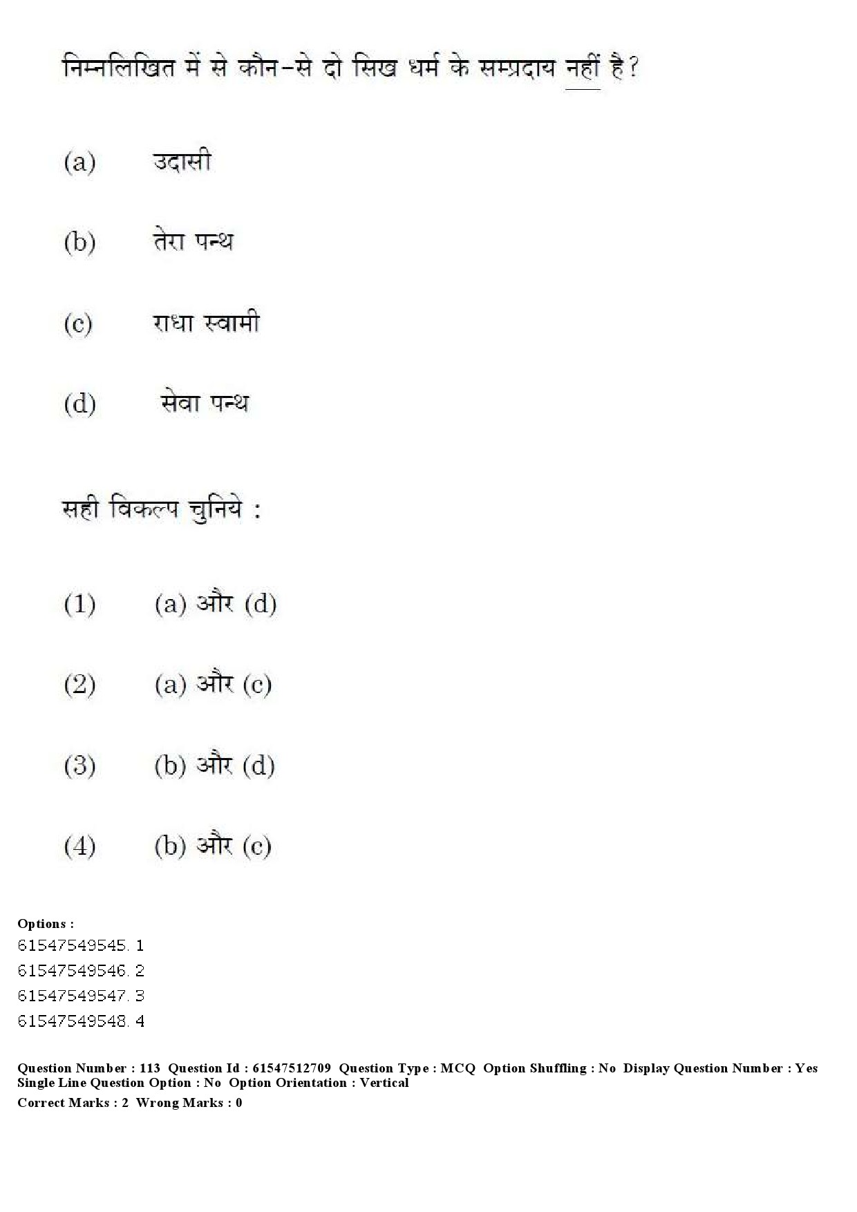 UGC NET Comparative Study of Religions Question Paper December 2019 120