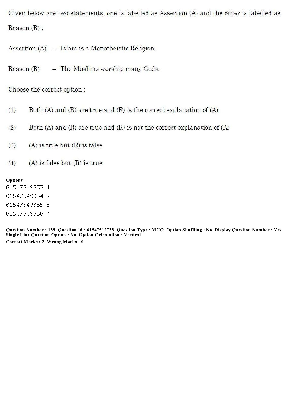 UGC NET Comparative Study of Religions Question Paper December 2019 161