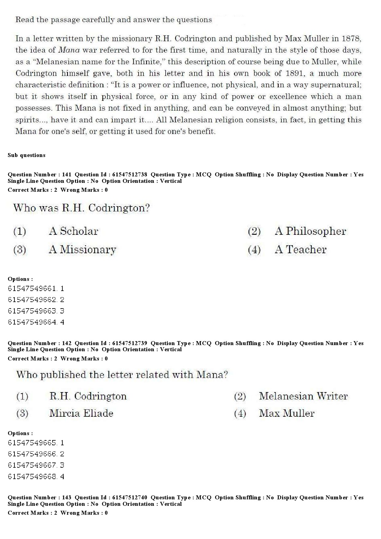 UGC NET Comparative Study of Religions Question Paper December 2019 165