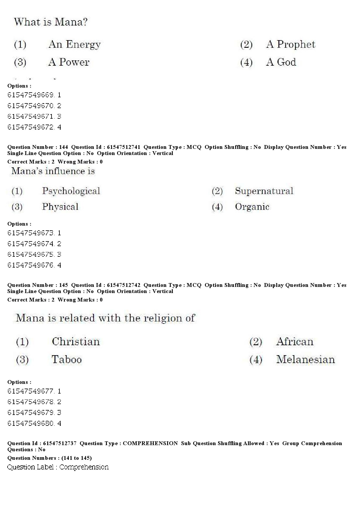 UGC NET Comparative Study of Religions Question Paper December 2019 166