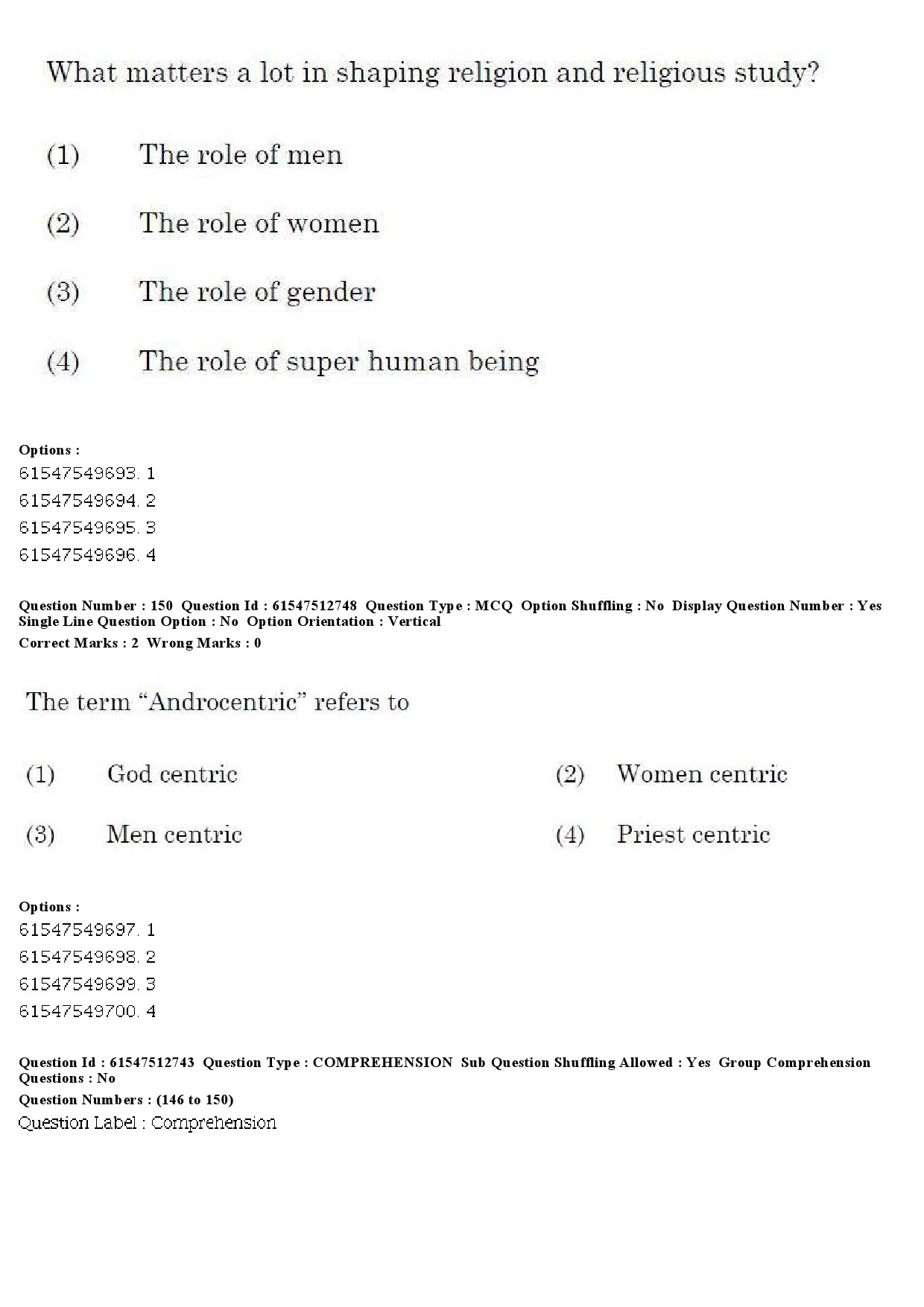 UGC NET Comparative Study of Religions Question Paper December 2019 171