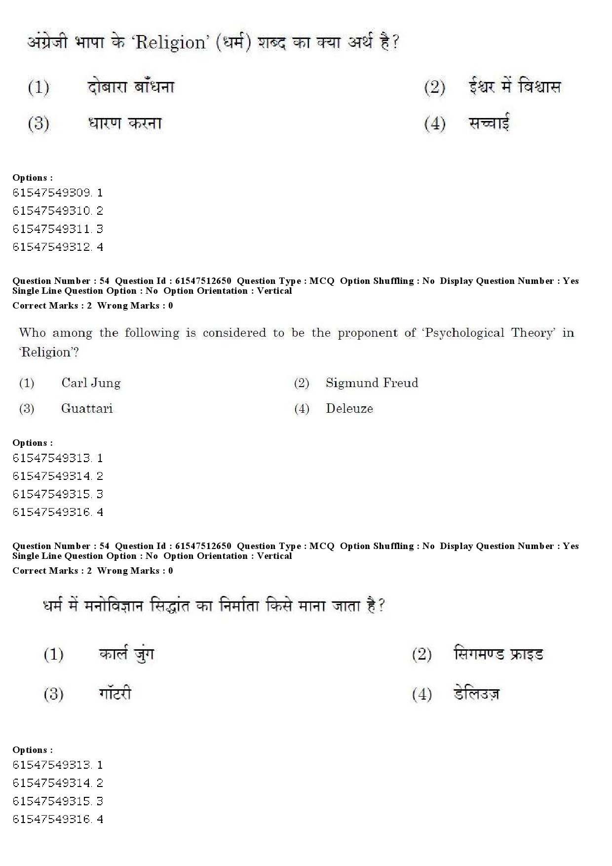 UGC NET Comparative Study of Religions Question Paper December 2019 56