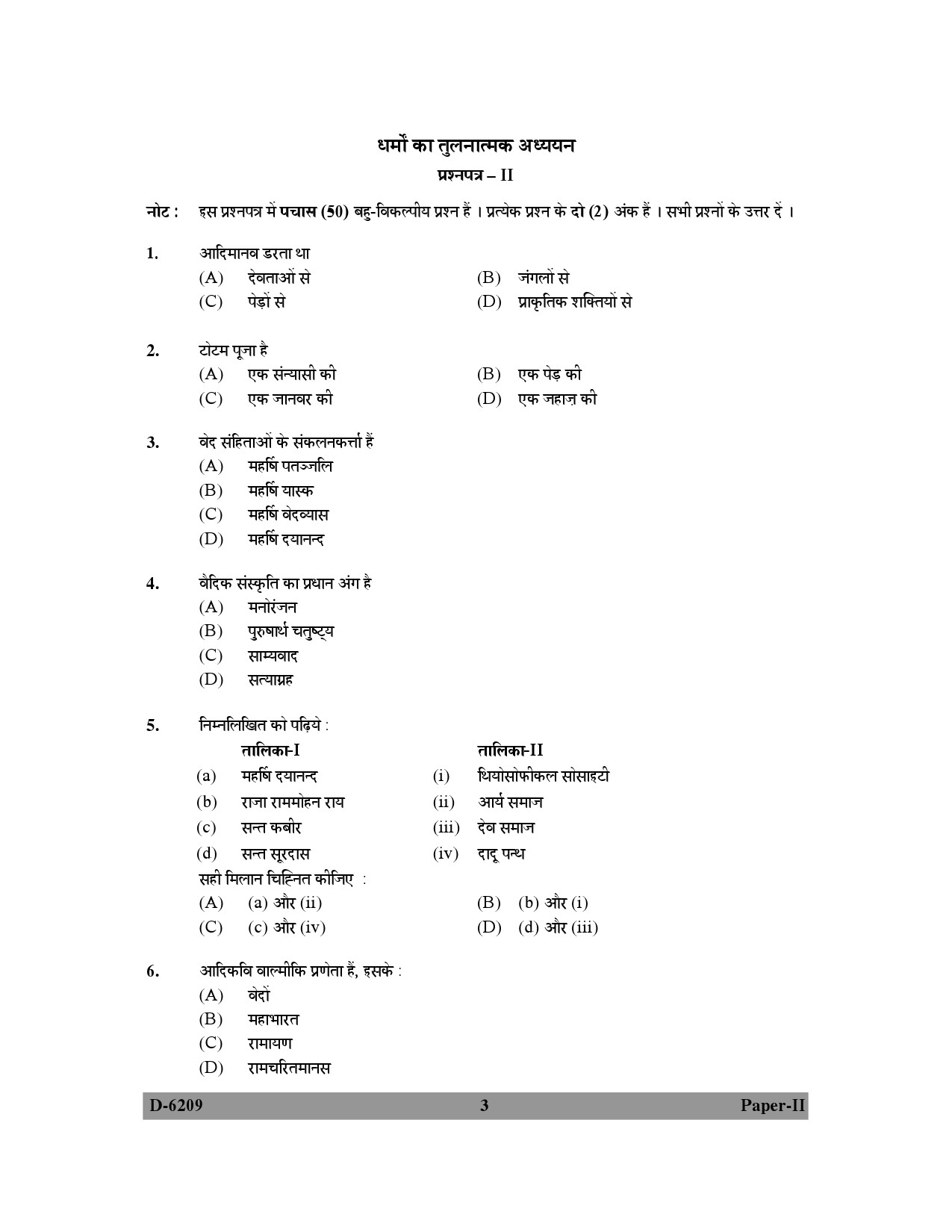 UGC NET Comparative Study of Religions Question Paper II December 2009 3