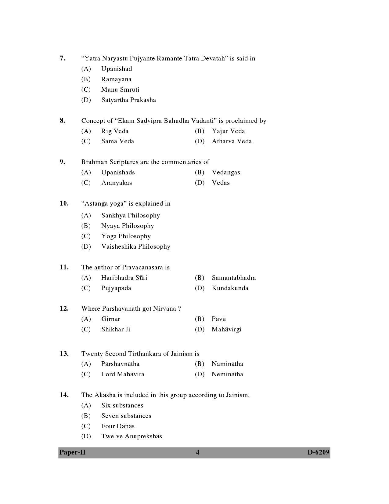 UGC NET Comparative Study of Religions Question Paper II December 2009 4