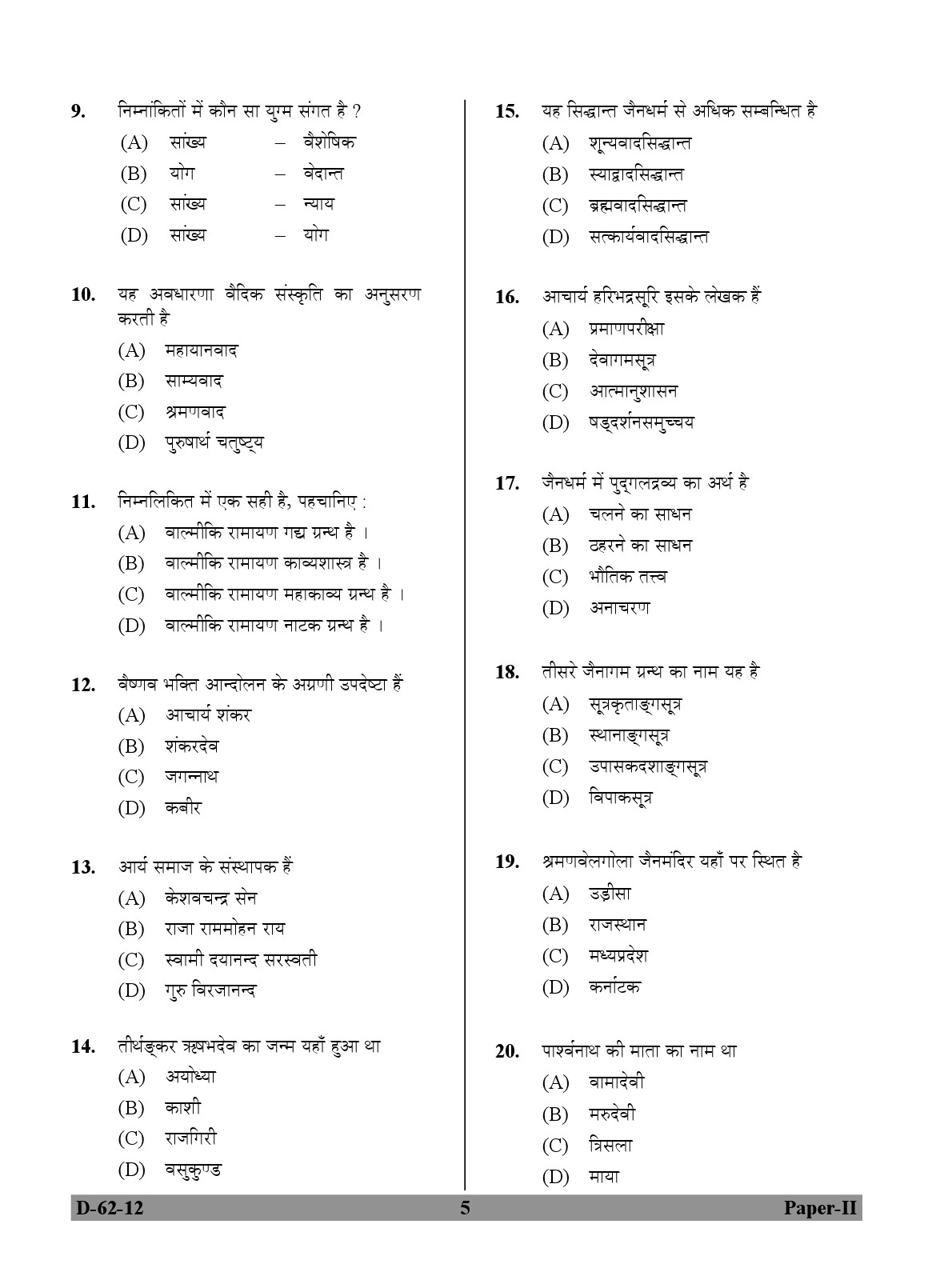 UGC NET Comparative Study of Religions Question Paper II December 2012 5