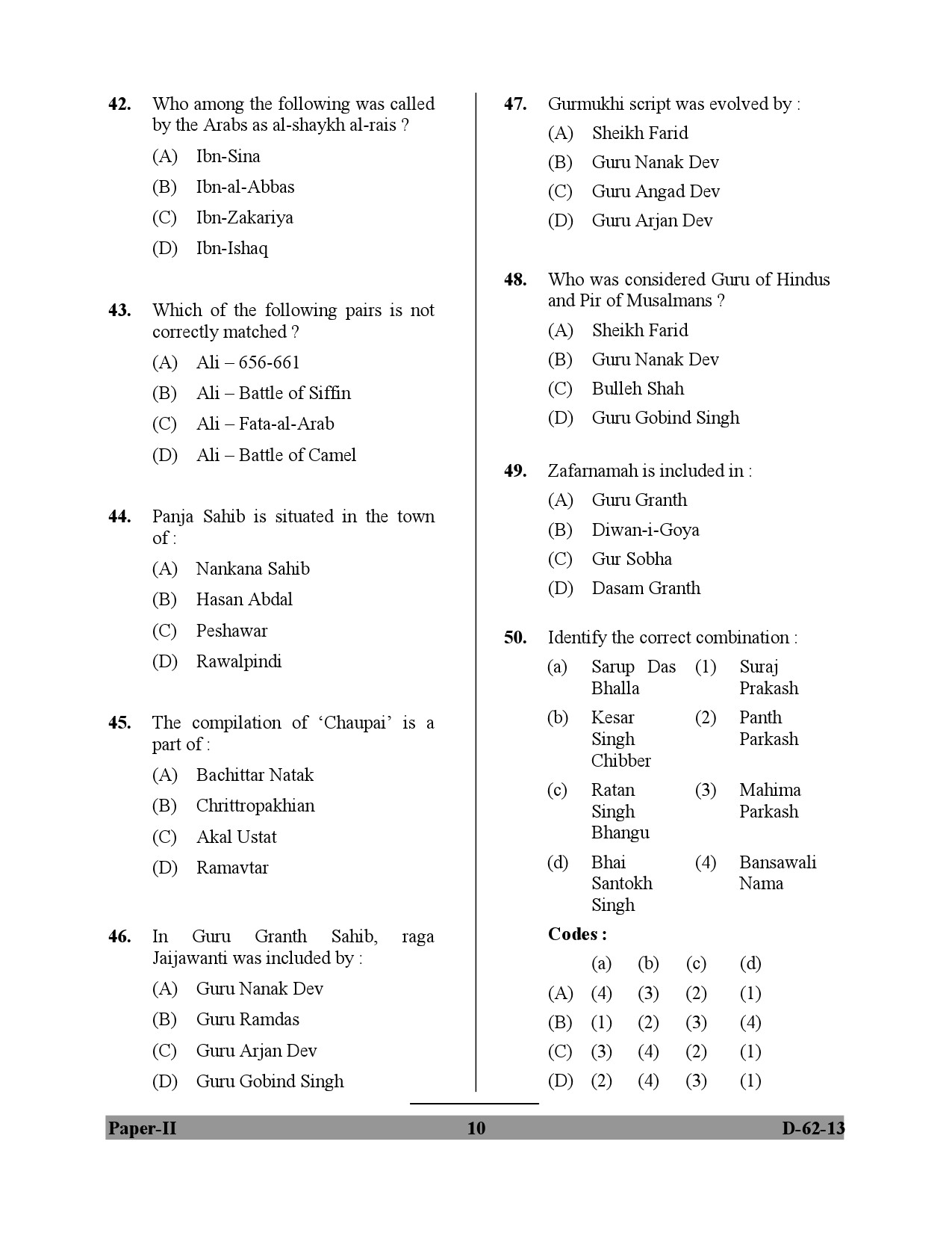 UGC NET Comparative Study of Religions Question Paper II December 2013 10