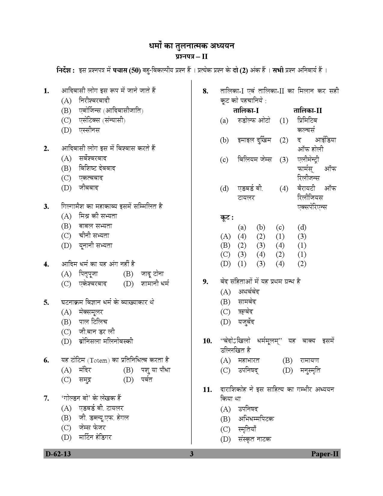 UGC NET Comparative Study of Religions Question Paper II December 2013 3