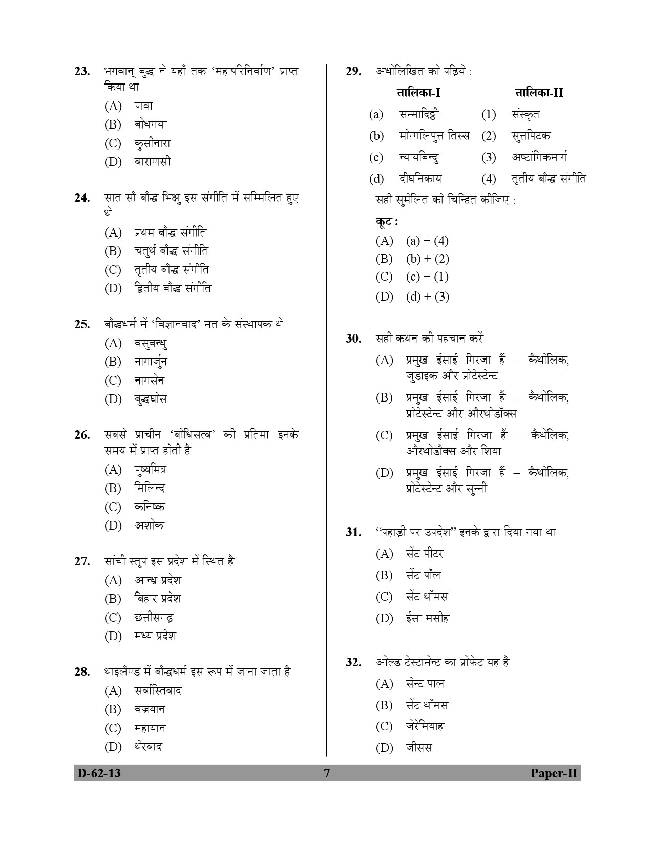 UGC NET Comparative Study of Religions Question Paper II December 2013 7