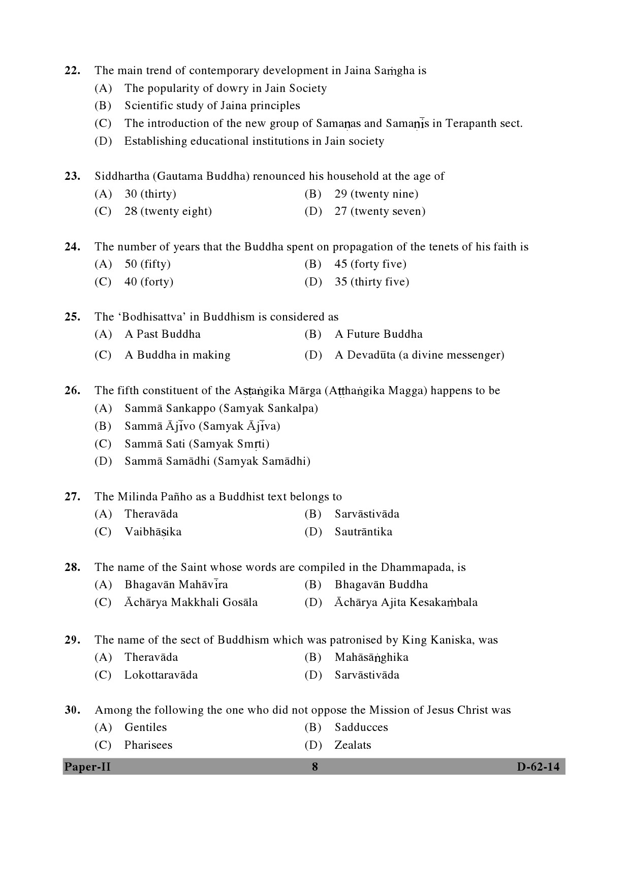 UGC NET Comparative Study of Religions Question Paper II December 2014 8