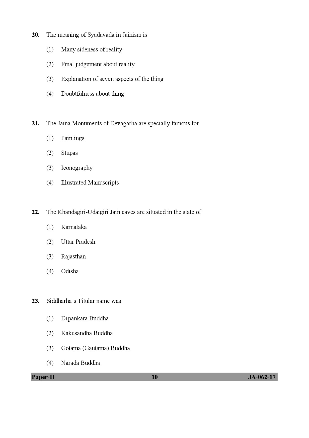 UGC NET Comparative Study of Religions Question Paper II January 2017 10