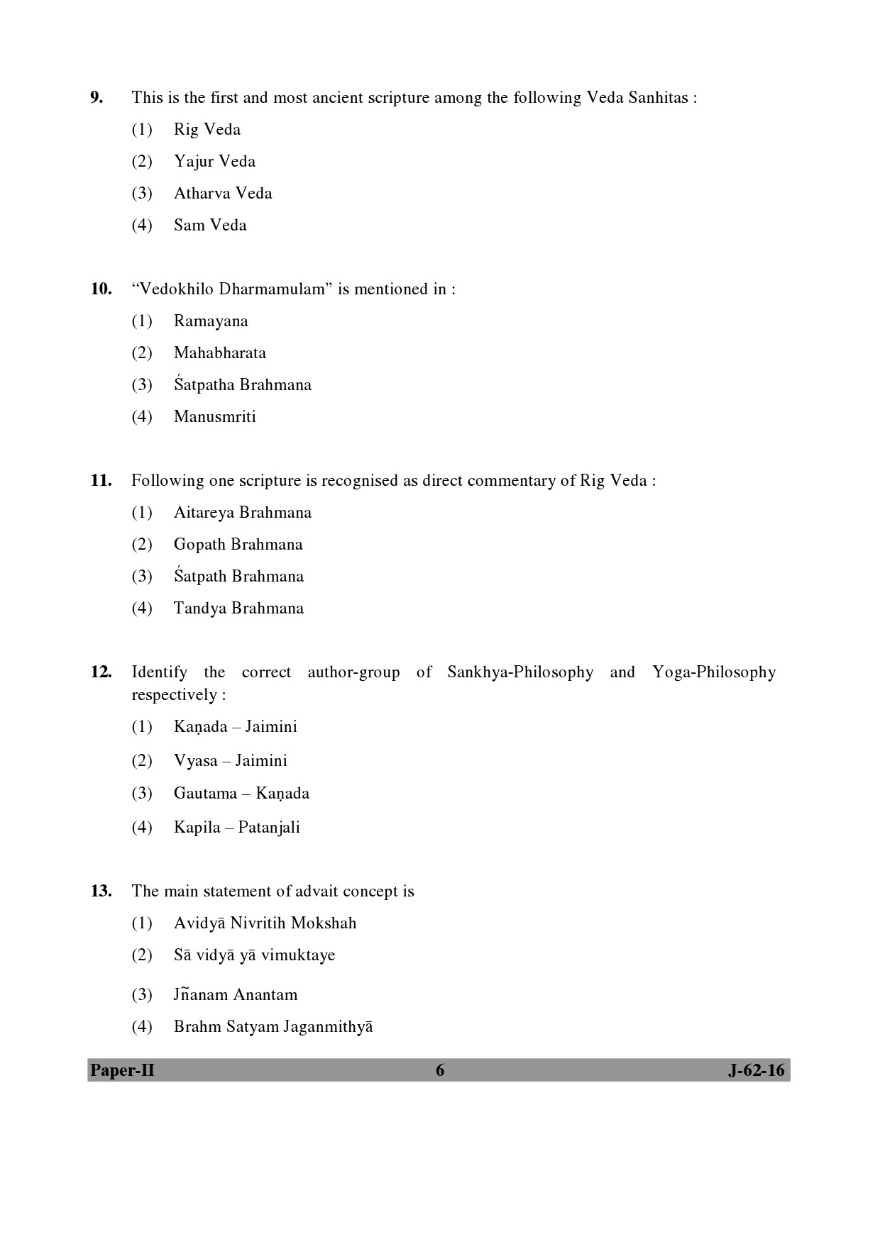 UGC NET Comparative Study of Religions Question Paper II July 2016 6