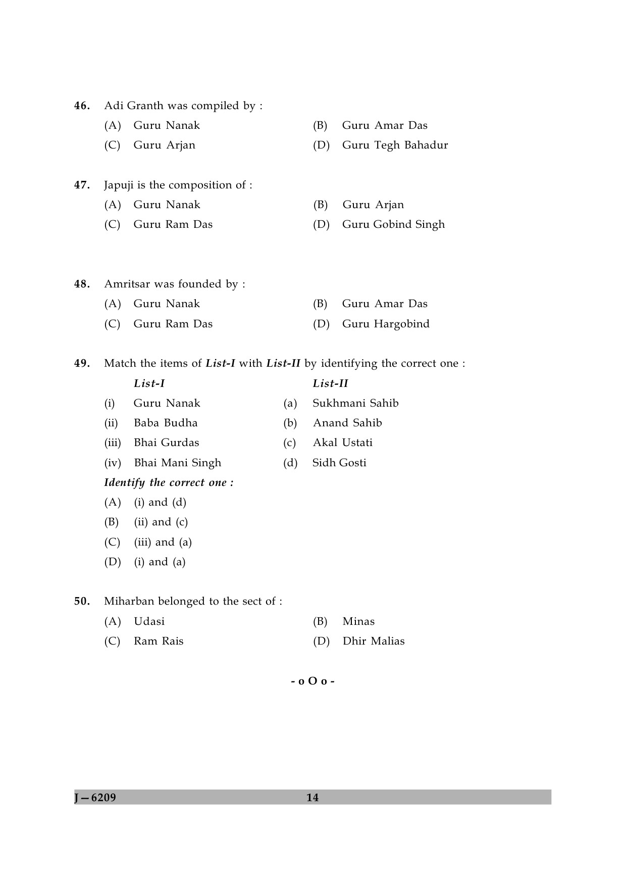 UGC NET Comparative Study of Religions Question Paper II June 2009 14