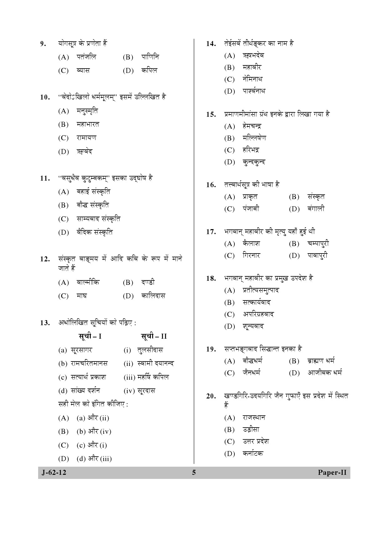 UGC NET Comparative Study of Religions Question Paper II June 2012 5