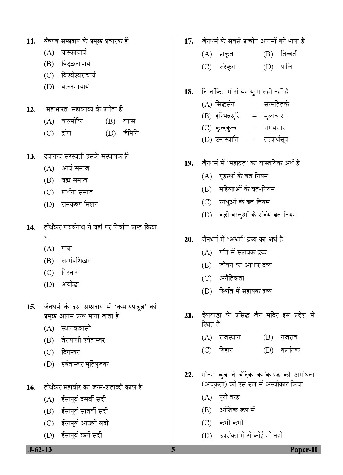 UGC NET Comparative Study of Religions Question Paper II June 2013 5