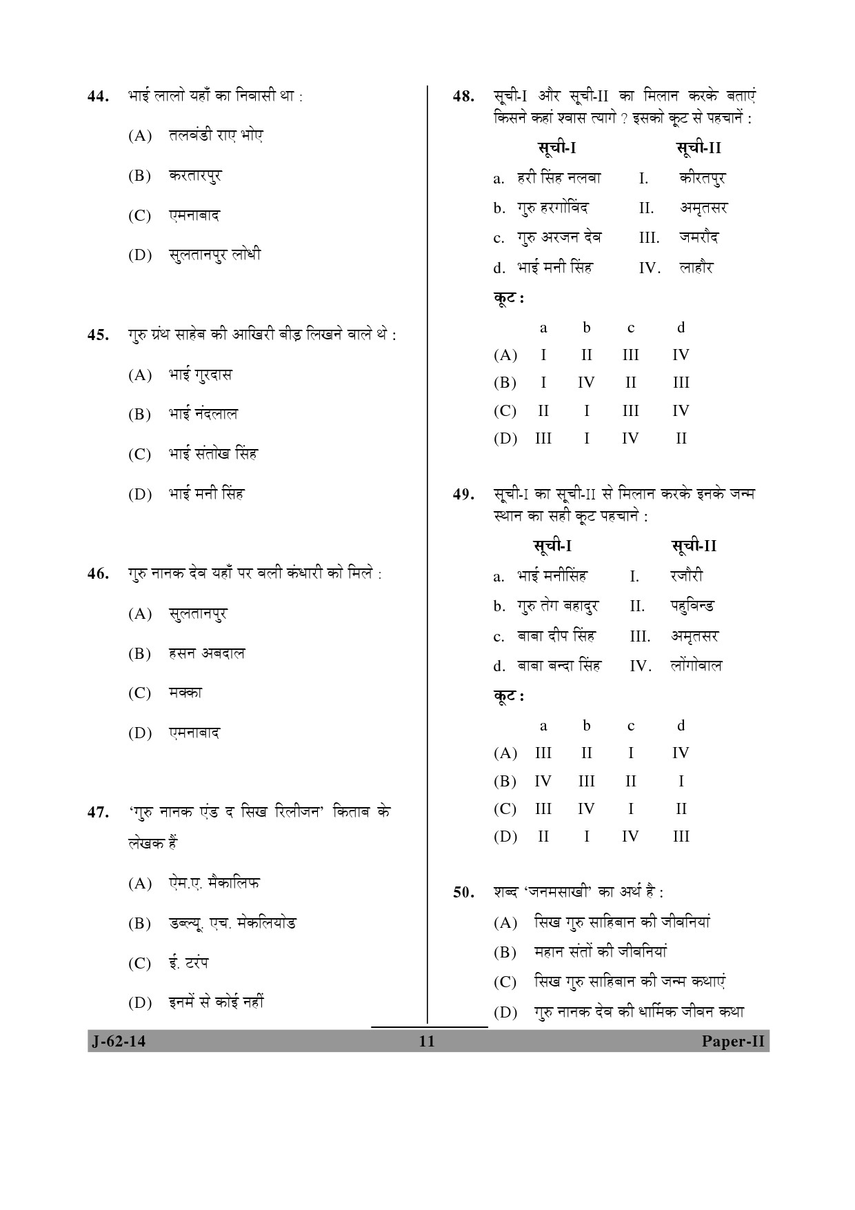 UGC NET Comparative Study of Religions Question Paper II June 2014 11