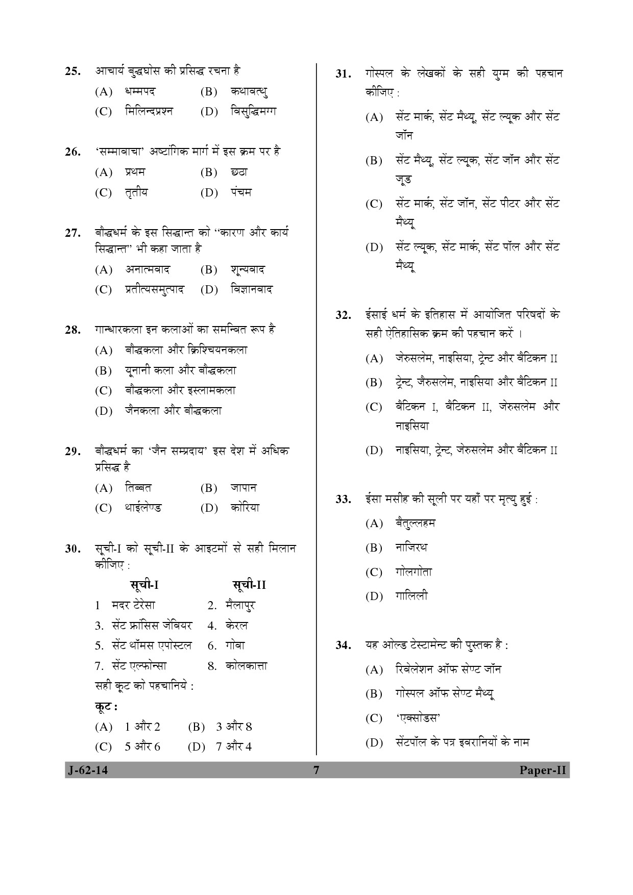 UGC NET Comparative Study of Religions Question Paper II June 2014 7